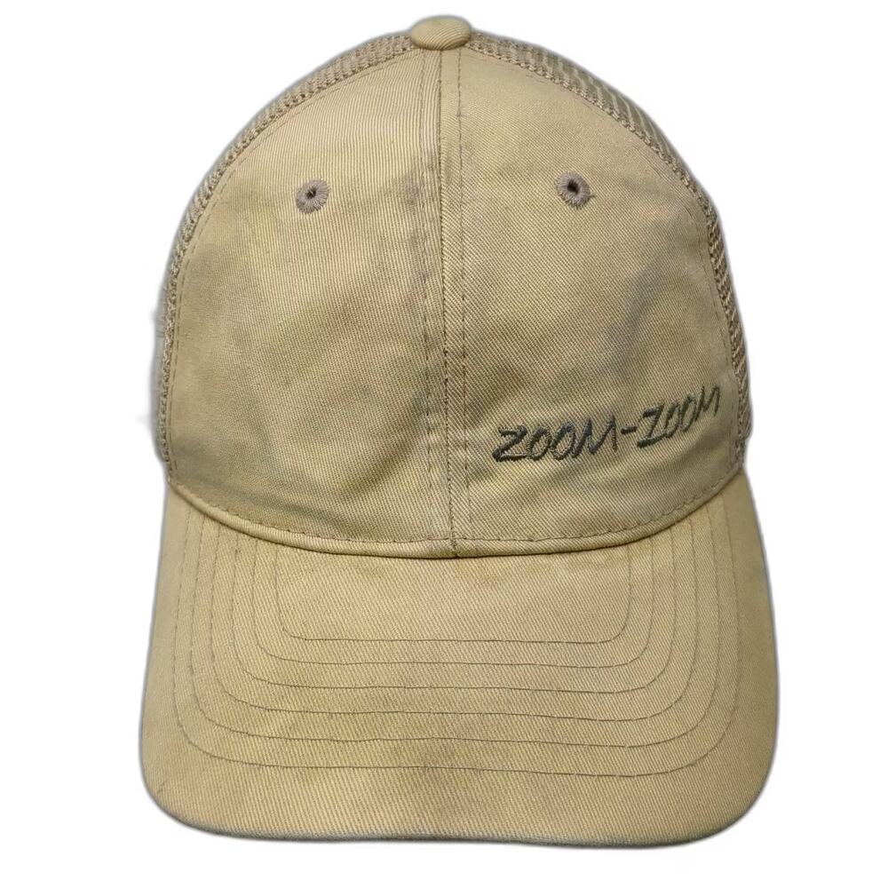 Magic Headwear Trucker Hat Beige OS Snapback Zoom-Zoom Mesh Embroidered Cap